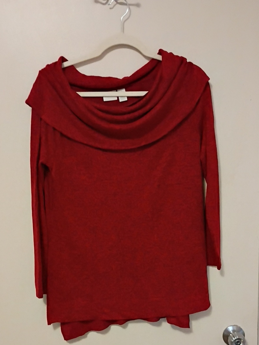 MOVING SALE Draped Cowl Neck Long-Sleeve Sweater - Red Size 1X